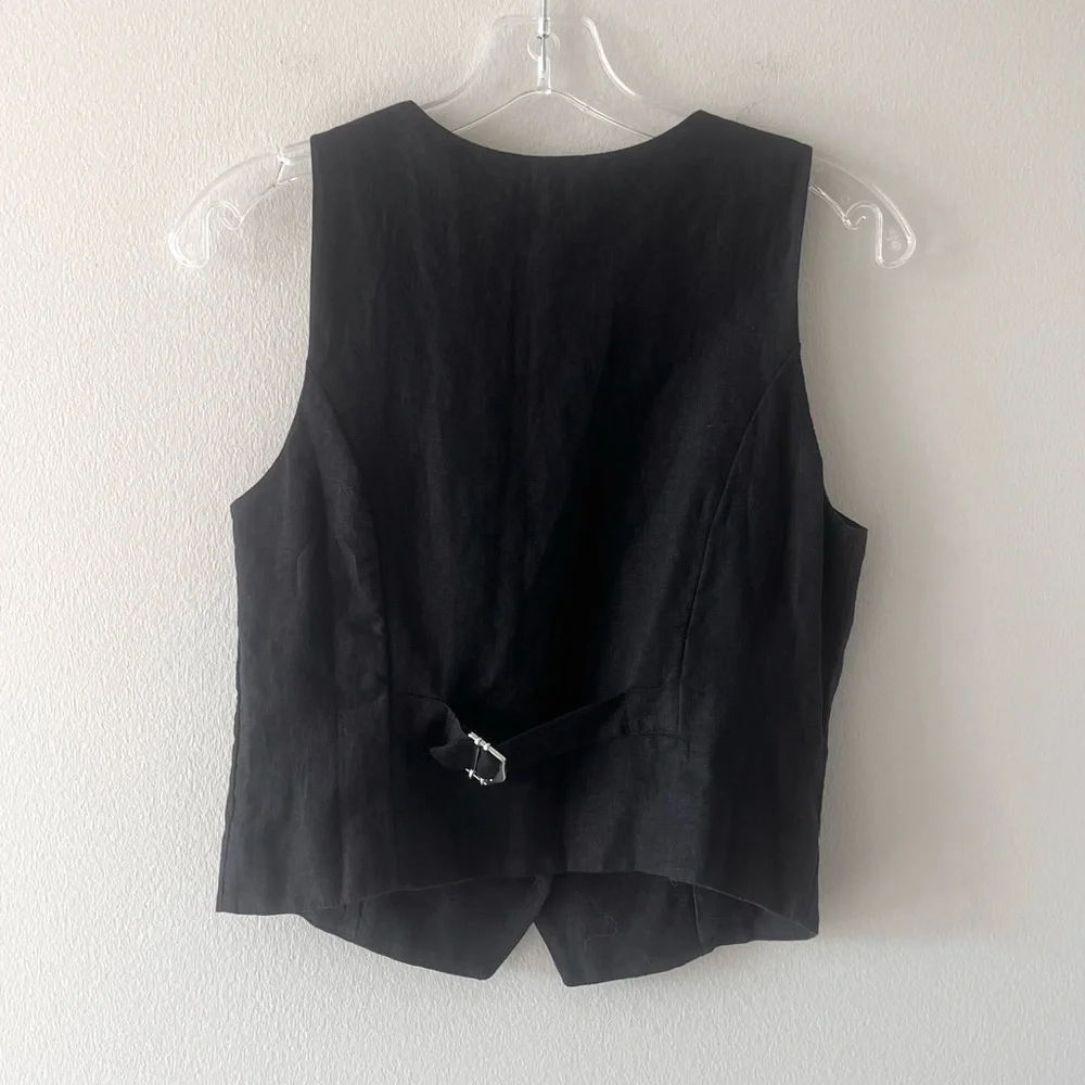 J. Crew Black Button Down Linen Vest NWT